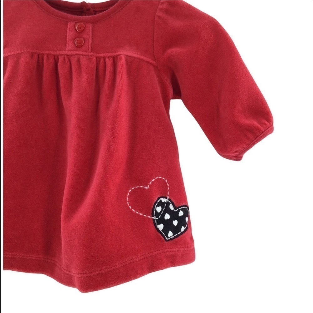 Carter’s Girls Red Velour Top with‎ Black and White Heart Pants Set - Picture 6 of 9